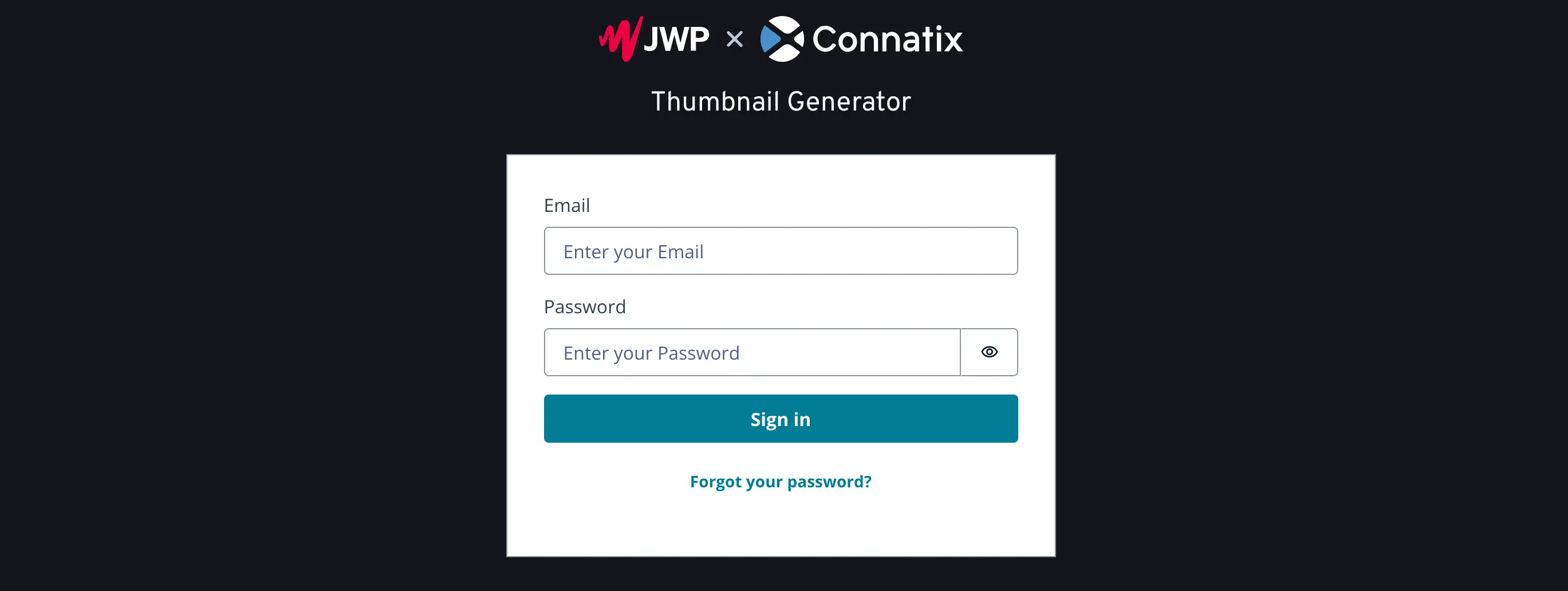 Thumbnail Generator login screen
